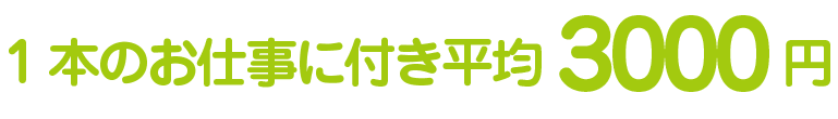 1本のお仕事に付き平均3000円